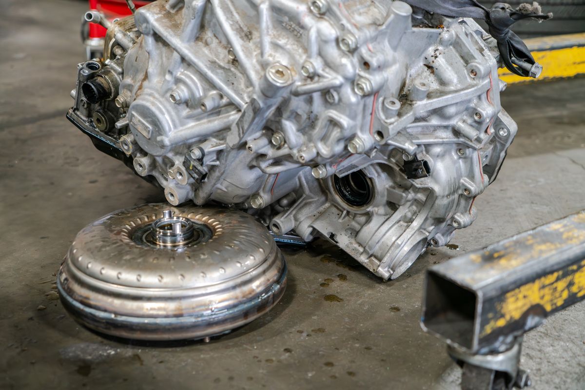 Automatic transmission and torque converter removed for service